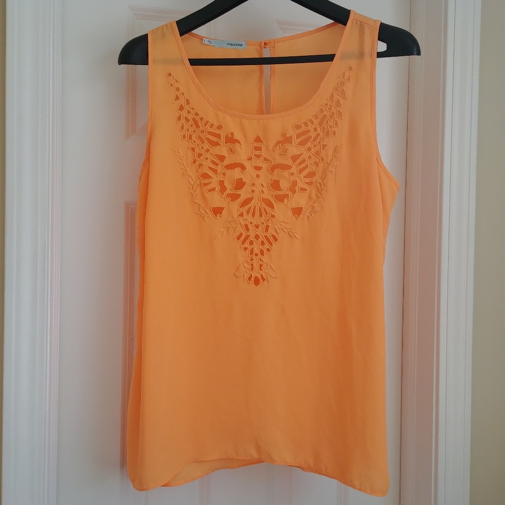 Maurice's Orange Cut Out Tank Top Sheer